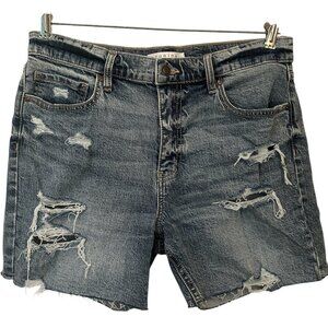 Eunina Kailey High Rise Biker Short, distressed denim finish, sz L